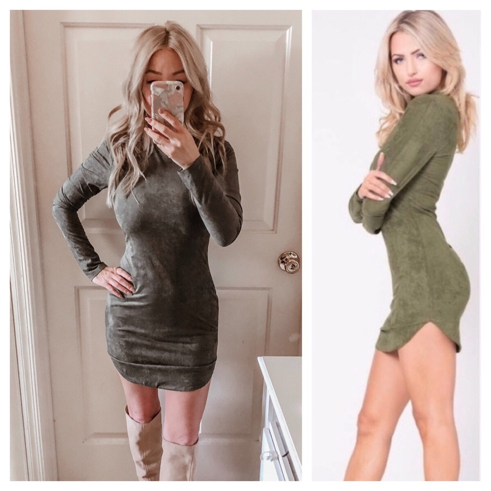 ⭐️Sexy Olive Suede Dress